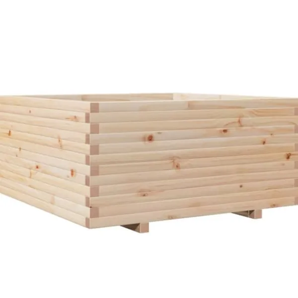 Best Odlingslåda 100x100x49,5 cm massivt furuträ Planteringsbänkar