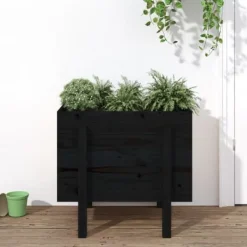 vidaXL Odlingslåda 62x50x57 cm svart massiv furu