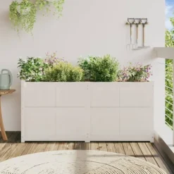 Outlet Odlingslåda 150x50x70 cm vit massiv furu Planteringsbänkar