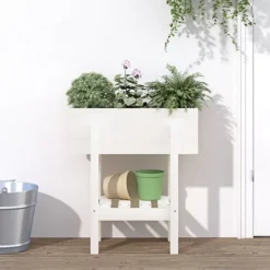 Best Odlingslåda 62x30x69 cm vit massiv furu Planteringsbänkar