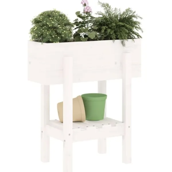 Best Odlingslåda 62x30x69 cm vit massiv furu Planteringsbänkar