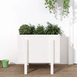 vidaXL Odlingslåda 62x50x57 cm vit massiv furu