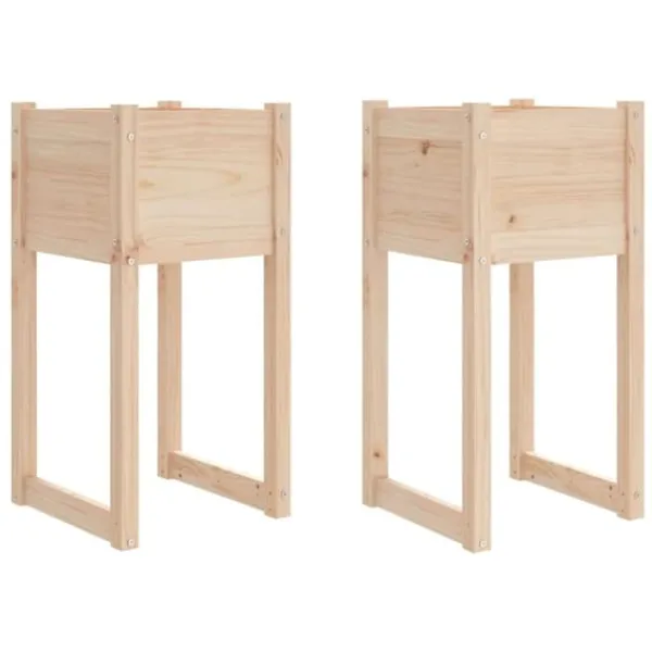 Discount Odlingslådor 2 st i massiv furu | Storlek: 40x40x81 cm Planteringsbänkar