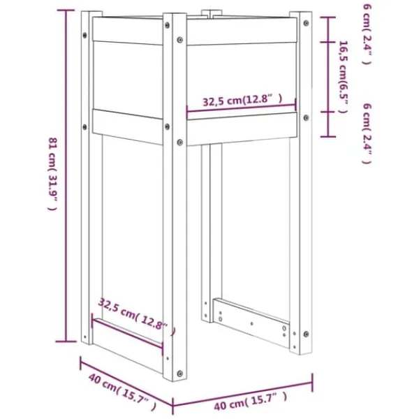 Discount Odlingslådor 2 st i massiv furu | Storlek: 40x40x81 cm Planteringsbänkar