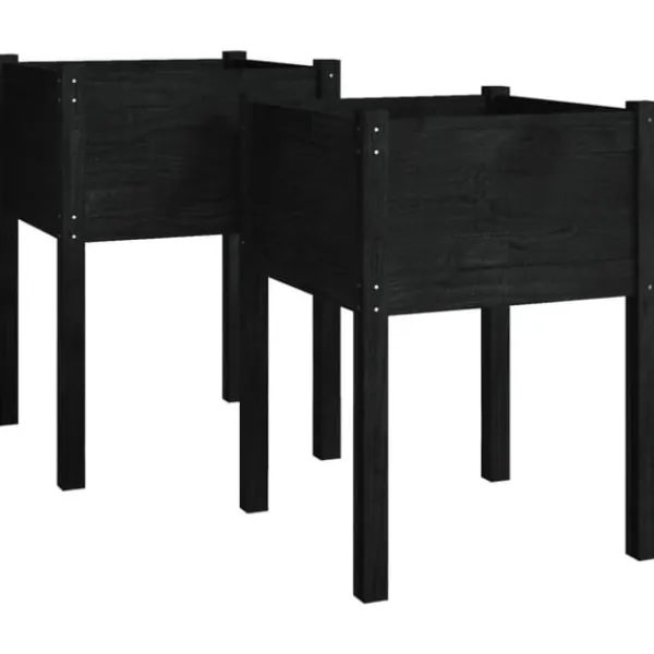 vidaXL Odlingslådor 2 st svart 50x50x70 cm massiv furu