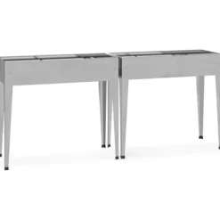 Best Odlingslådor i galvaniserat stål - Hållbara och dekorativa | 2 st | Färg: Silver | Storlek: 90x40x80 cm Krukor & Växtbehållare