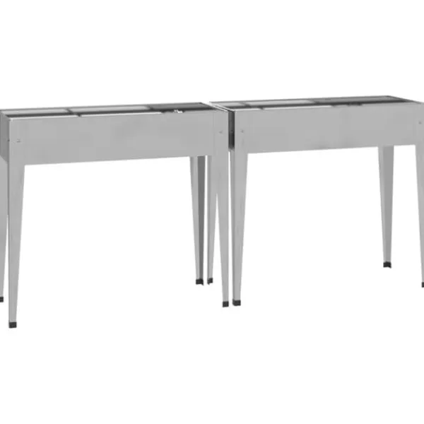 Best Odlingslådor i galvaniserat stål - Hållbara och dekorativa | 2 st | Färg: Silver | Storlek: 90x40x80 cm Krukor & Växtbehållare