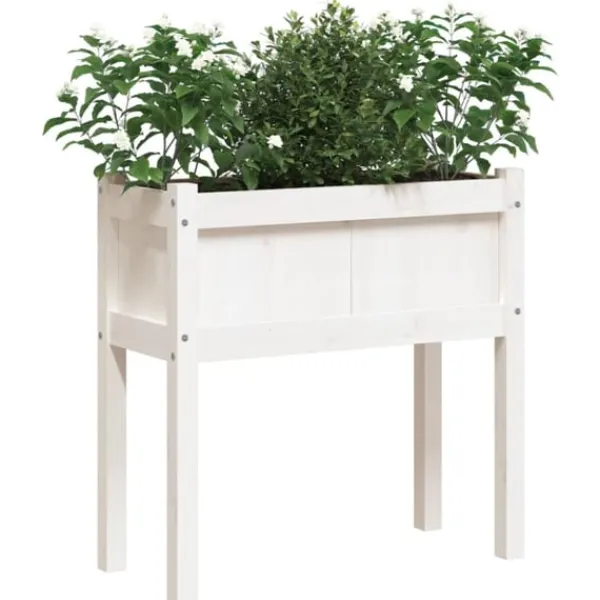 Sale Odlingslådor med ben vit 70x31x70 cm massiv furu Planteringsbänkar