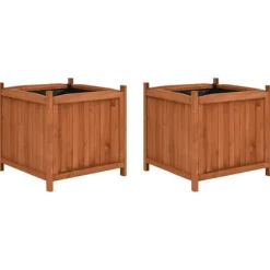vidaXL Odlingslådor upphöjda 2 st 50x50x50 cm granträ