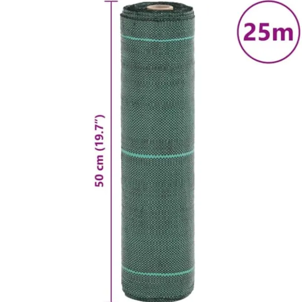 Ogräsmatta för effektiv ogräsbekämpning - UV-stabiliserat PP | Storlek: 0,5x25 m | Färg: Grön