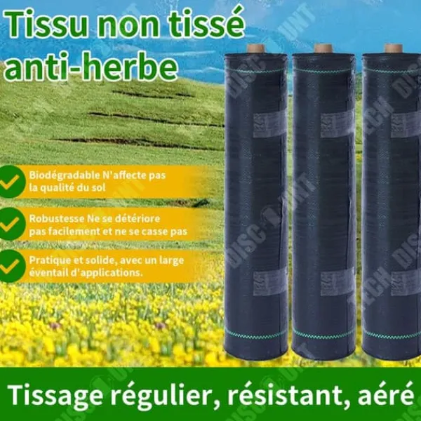 Oskyddande väv mot ogräs - TECH DISCOUNT - 3x10m - Svart Polypropen - Rivtålig - UV-skyddande