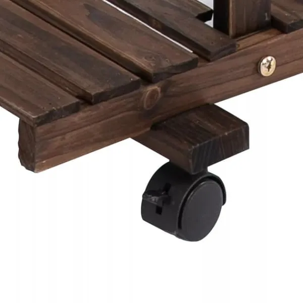 Outlet Outsunny Blomsterställ i massivt Tannenholz, 4 nivåer, kolat, 123,5x33x80cm Växtställ