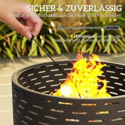 Sale Outsunny Eldstad 3-i-1 i rostfritt stål, kolgrå, Ø60x39cm - Grill & Bord Utomhus Öppna Spisar