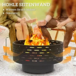 Sale Outsunny Eldstad 3-i-1 i rostfritt stål, kolgrå, Ø60x39cm - Grill & Bord Utomhus Öppna Spisar
