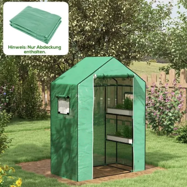 Outsunny Ersatzfolie PE-Folie Ersatzschutz mit UV-Schutz, Rolltür, Seitenfenster, Gewächshausfolie für Gewächshaus, Tomatenhaus, Grün, Kunststoff, 140 | CDON