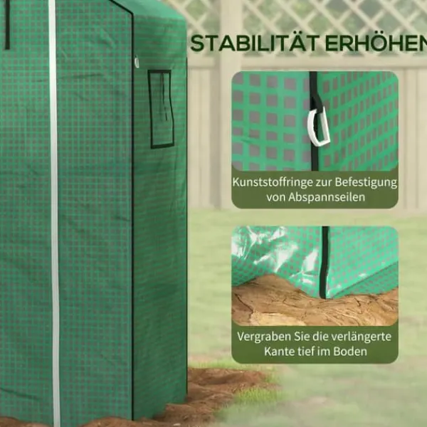 Outsunny Ersatzfolie PE-Folie Ersatzschutz mit UV-Schutz, Rolltür, Seitenfenster, Gewächshausfolie für Gewächshaus, Tomatenhaus, Grün, Kunststoff, 140 | CDON