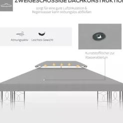 Sale Outsunny Erstatningstak for Paviljong 3x4m – Lyst Grått, 180g/m² Polyester Tält & Lusthus