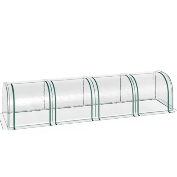 Outsunny Folietält Växthus med dörr Odlingstält Stativ PVC Transparent 395 x 100 x 80 cm