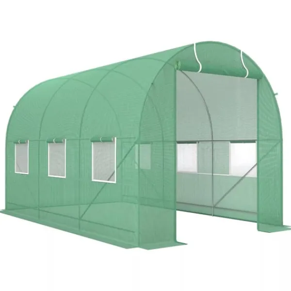 Discount Outsunny Folietunnel VCxthus GrCn 350x200x200cm PE/Stahl Växthus
