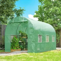 Discount Outsunny Folietunnel VCxthus GrCn 350x200x200cm PE/Stahl Växthus