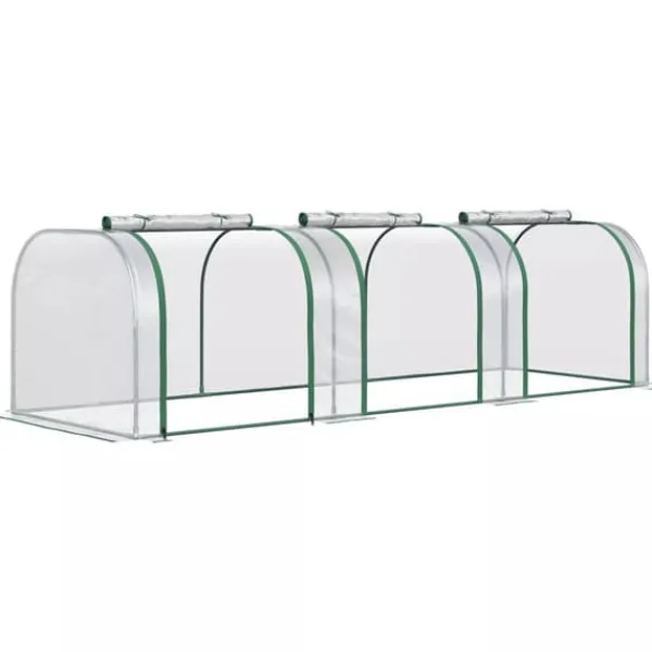 Outsunny Folietunnel, Växthus i Stål och PVC, Transparent, 295x100x80 cm