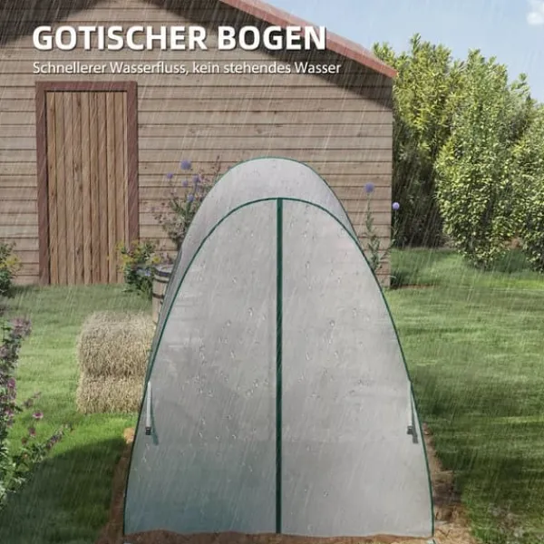 New Outsunny Folietunnel Växthus med 2 dörrar och Fönster, Vinterbeständigt Folieväxthus av Stål och Plast, Vitt, 180x180x200 cm Växthus