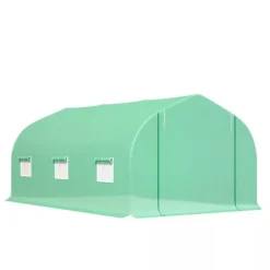 Outlet Outsunny Folieväxthus Växthus Kallbänk Tomathus Sadeltak 450 × 300B × 205H cm Växthus
