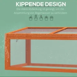Outsunny Mini växthus med lock, orange, Tannenholz/Polykarbonat, 90x46x40cm