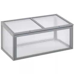 Best Outsunny Miniväxthus i Gran och Polykarbonat, Grått, 90x46x40cm Växthus