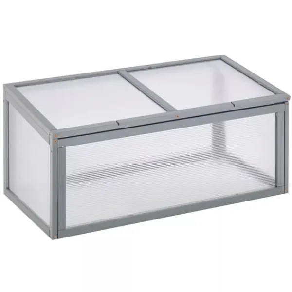 Best Outsunny Miniväxthus i Gran och Polykarbonat, Grått, 90x46x40cm Växthus