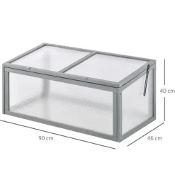 Best Outsunny Miniväxthus i Gran och Polykarbonat, Grått, 90x46x40cm Växthus