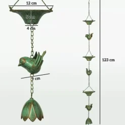 Outsunny Regnkedjor i Metall (Grön), 3-delat set, 123 cm