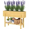 Discount Outsunny Upphfh`jt planteringslada i tannenholz med hylla 100x30x70,5 cm Planteringsbänkar