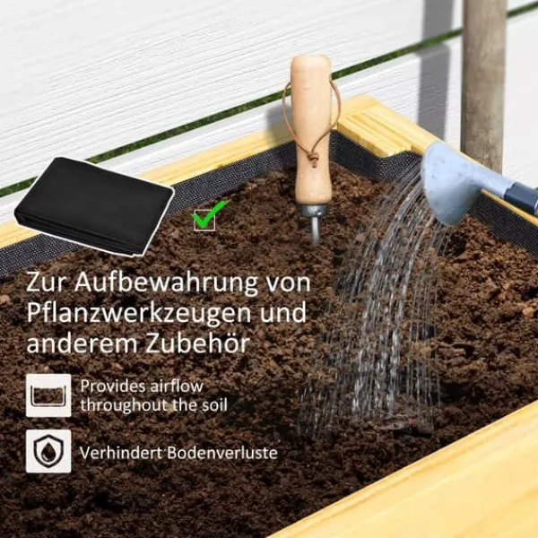 Discount Outsunny Upphfh`jt planteringslada i tannenholz med hylla 100x30x70,5 cm Planteringsbänkar