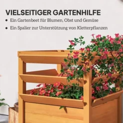 Outsunny Upphöjd planteringslåda med Spaljé Palisander Trädgrård 65x65x73cm