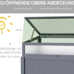 Outsunny Upphöjt Trädgårdsland i Tannenholz med Värmetält 2-i-1 Växthus, Tomathus, Grönskaksland, Polykarbonat, Grå, 120x54x112/122cm