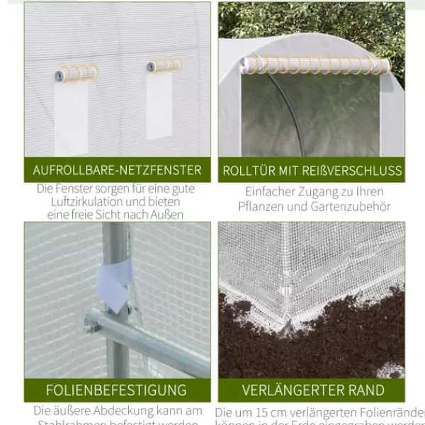 Discount Outsunny Växthus 350x200x200cm Folieväxthus, för trädgård Växthus