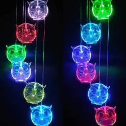 Outlet Owl Solar Wind Chime Ljus Vattentät färg Ändrar Utomhus Solar Garden Dekorativa lampor för Mors Dag Mamma Födelsedag Trädgård Trädgårdsdekoration Vinddekoration