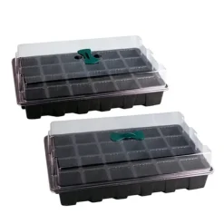 Best 3-pack 24 celler plantor plantlåda plast blomträdgård plantskola kruka planteringsfrölåda kit med lock trädgårdsodlingslåda Kit För Växt- & Örtplantering