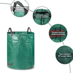 Hot 3-pack 72 gallon trädgårdsavfallspåsar, återanvändbara trädgårdspåsar, trädgårdspåsar, avfallsbehållare A386 Trädgårdskorgar