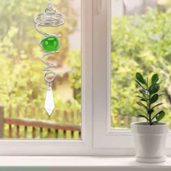 Hot 2-pack blickboll spiralsvans, vindvridningsstabilisator med hängande roterande krok dekorativ vindvridningssvans kristallkula glaskula roterande häng | CDON Vinddekoration
