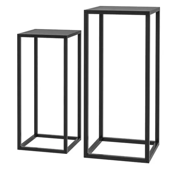 Outlet 2-pack blomsterställ i svart stål - industriell design Växtställ