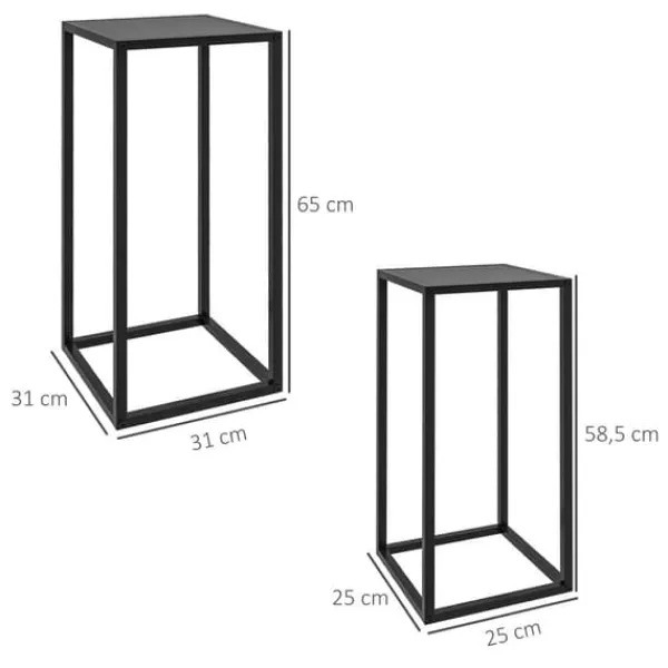 Outlet 2-pack blomsterställ i svart stål - industriell design Växtställ