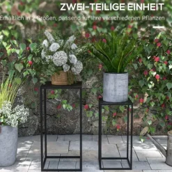 Outlet 2-pack blomsterställ i svart stål - industriell design Växtställ