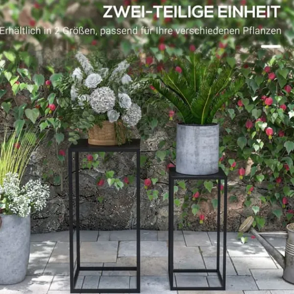 Outlet 2-pack blomsterställ i svart stål - industriell design Växtställ