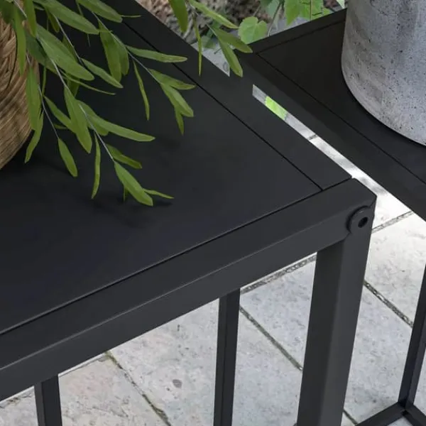 Outlet 2-pack blomsterställ i svart stål - industriell design Växtställ