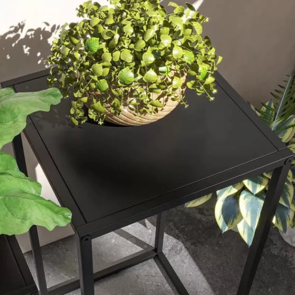 Outlet 2-pack blomsterställ i svart stål - industriell design Växtställ