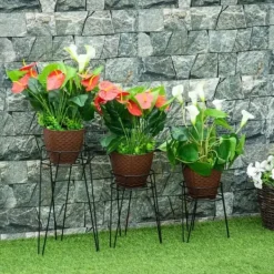 Online 3-pack blomställ i metall för krukor upp till Ø16 cm – svart Växtställ