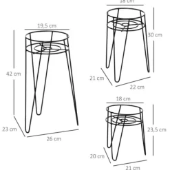 Online 3-pack blomställ i metall för krukor upp till Ø16 cm – svart Växtställ