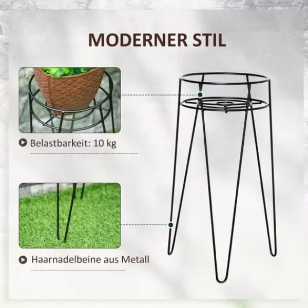 Online 3-pack blomställ i metall för krukor upp till Ø16 cm – svart Växtställ